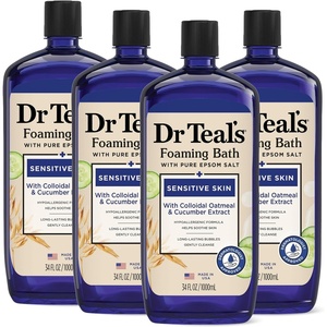 image:imageDr Teals Foaming Bath with Pure Epsom Salt Sensitive Skin with Colloidal Oatmeal amp Cucumber 34 fl oz Pack of 4