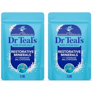 image:imageDr Teals Epsom Salt Restorative Minerals Soak with Magnesium Potassium Zinc amp Eucalyptus Essential Oils 3 lbs Pack of 448 Ounce Pack of 2