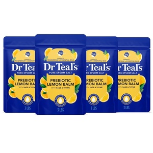 image:imageDr Teals Pure Epsom Magnesium Salt Soak Prebiotic Lemon Balm amp Essential Oil 3 lbs Pack of 4Lemon Balm